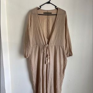 Long sleeve  Enza Costa Jumpsuit - nude/beige